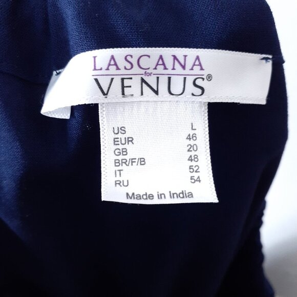 Venus Off Shoulder Shift Dress L Navy Short Sleeve 46A - Picture 5 of 7